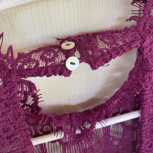 Free People Dress Womens Size S Fuschia Daydream Crochet Cut Out Back Fitted - Picture 6 of 6